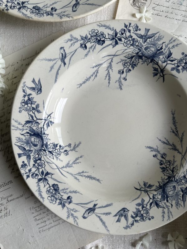 Paire d'assiettes creuses Creil et Montereau modèle Linotte – Image 2
