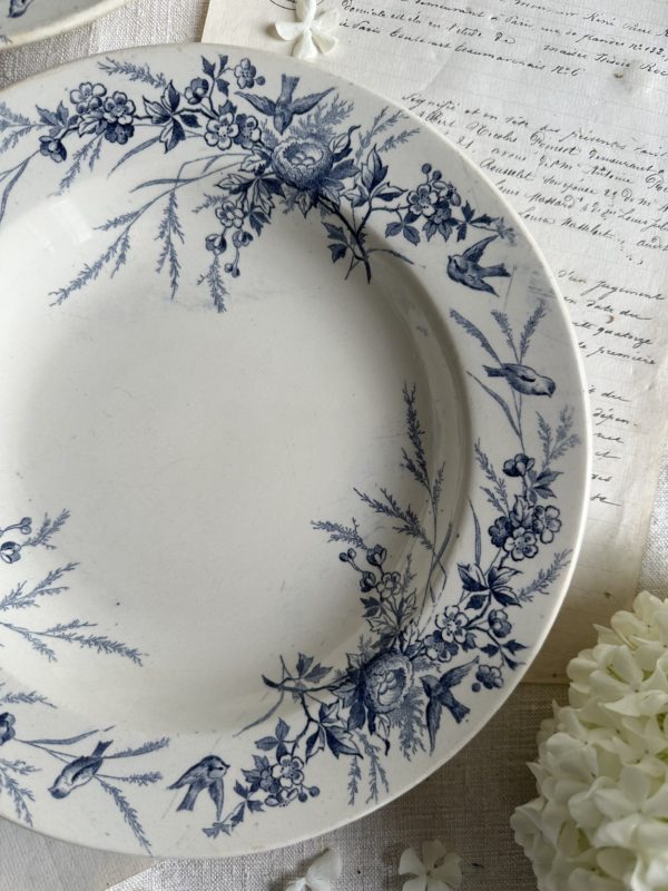 Paire d'assiettes creuses Creil et Montereau modèle Linotte – Image 3
