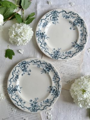 Deux assiettes plates Longwy modèle Manon