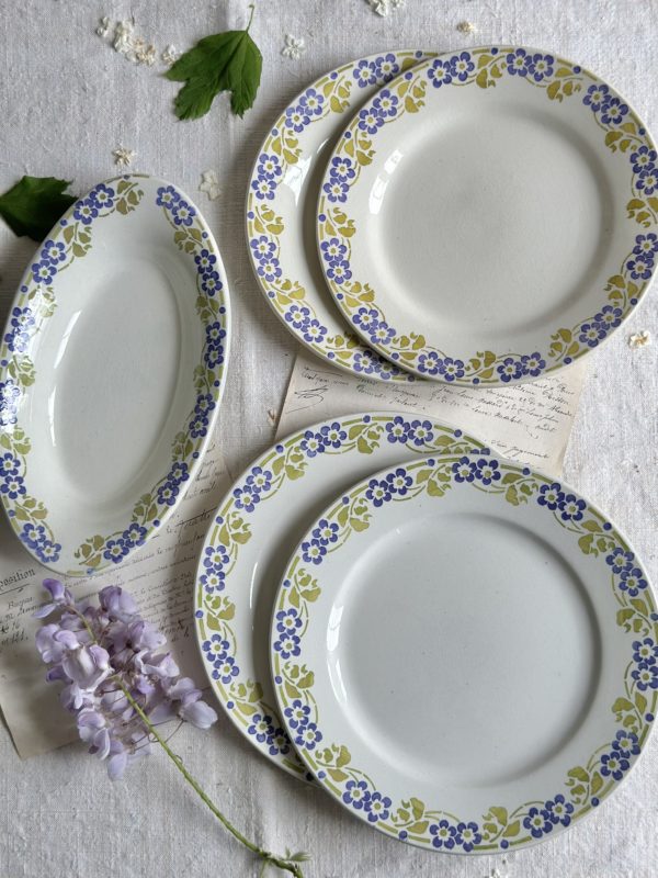 Réservé pour WJ - 2 assiettes plates, 2 assiettes à dessert et ravier Choisy Le Roi