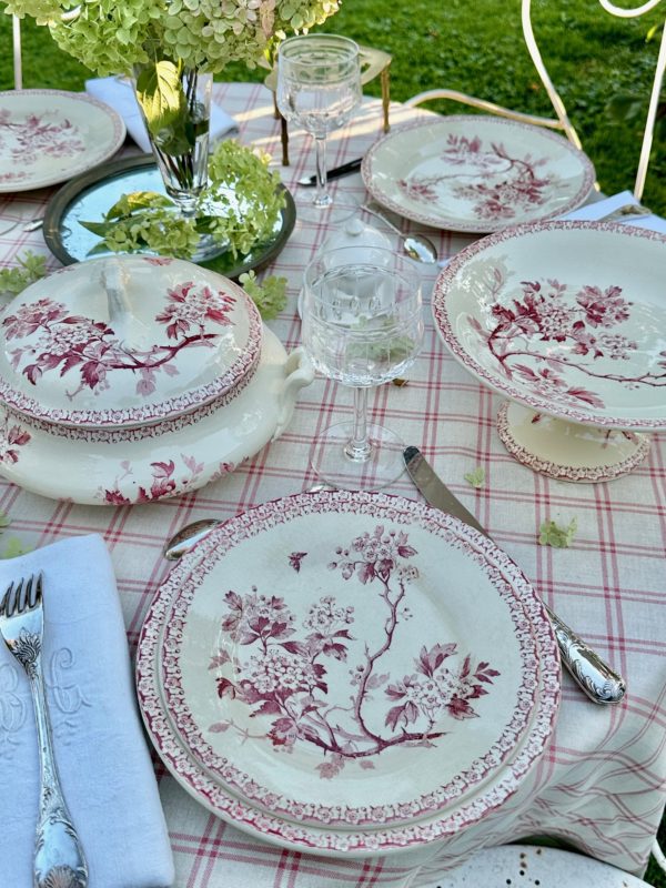 Grande nappe en lin naturel à carreaux couleur cerise/bodeaux - 140 x 250cm - La Longère – Image 3