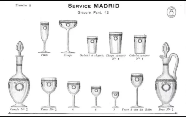 Suite de 6 coupes de champagne anciennes, cristal Saint Louis, modèle Madrid – Image 5