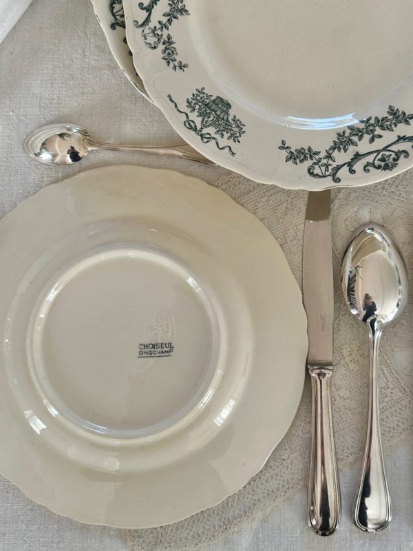 Suite de 6 assiettes plates Longchamp modèle Choiseul, couleur verte – Image 14