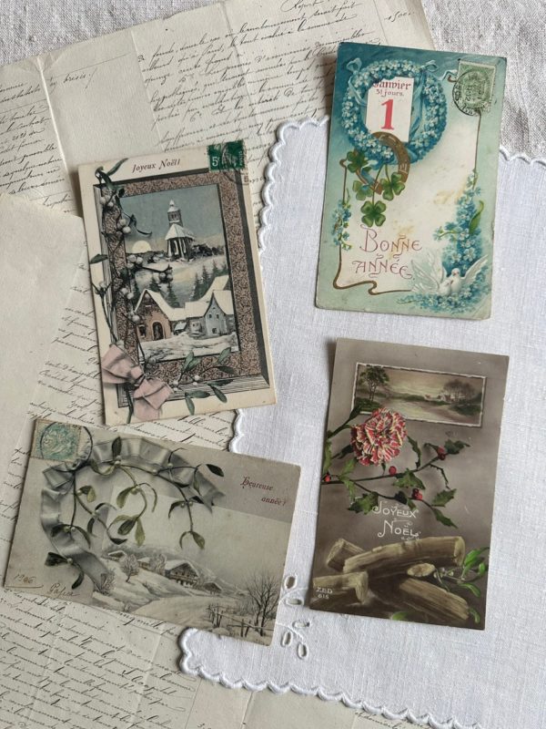 I. Lot de 4 cartes des fêtes anciennes