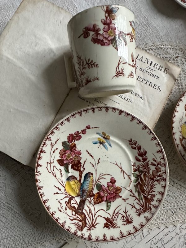 Tasse à café et sa sous-tasse polychrome Lunéville Mésange – Image 8
