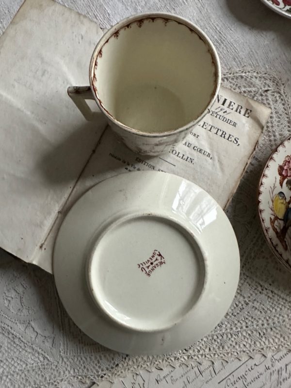 Tasse à café et sa sous-tasse polychrome Lunéville Mésange – Image 6