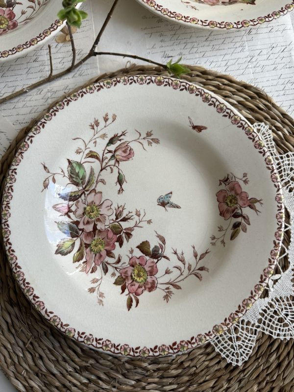 Suite de 6 assiettes creuses polychrome Gien modèle Mai – Image 2