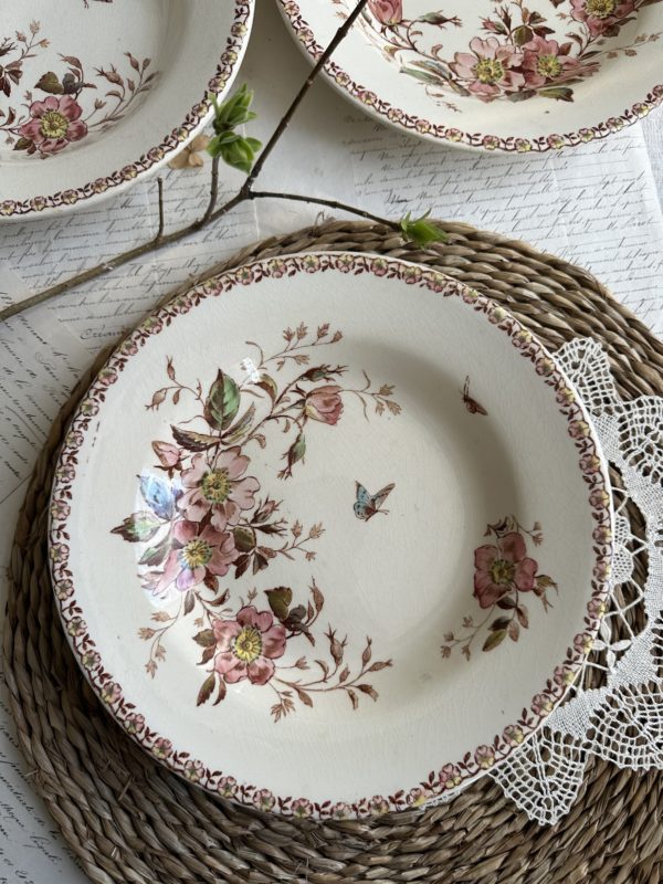 Suite de 6 assiettes creuses polychrome Gien modèle Mai – Image 4