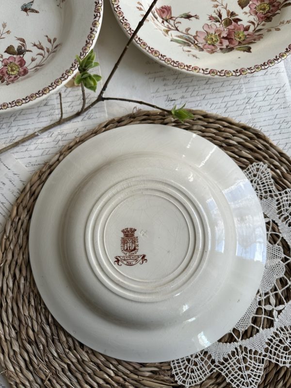 Suite de 6 assiettes creuses polychrome Gien modèle Mai – Image 5