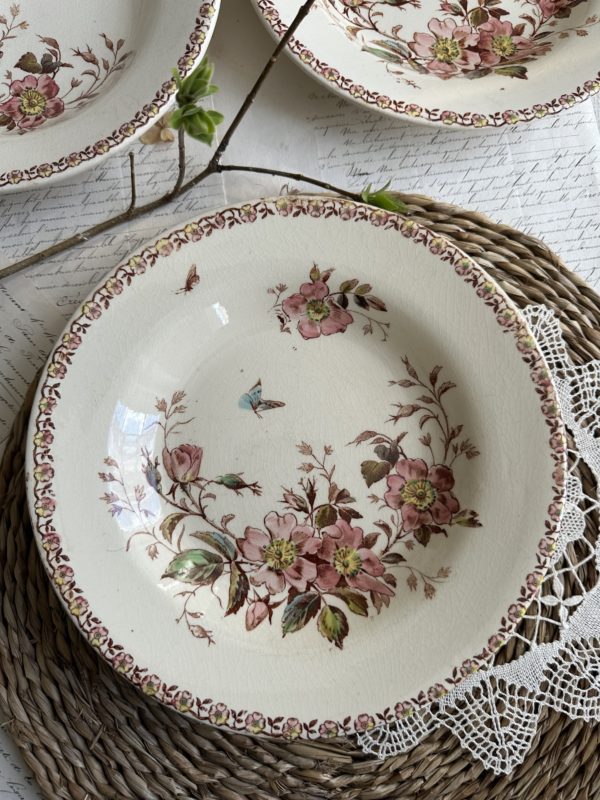 Suite de 6 assiettes creuses polychrome Gien modèle Mai – Image 6