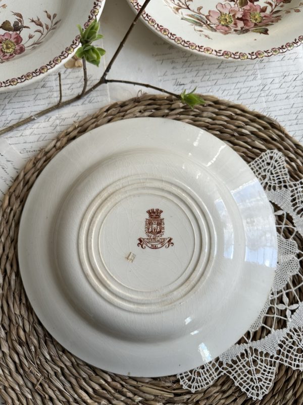 Suite de 6 assiettes creuses polychrome Gien modèle Mai – Image 9