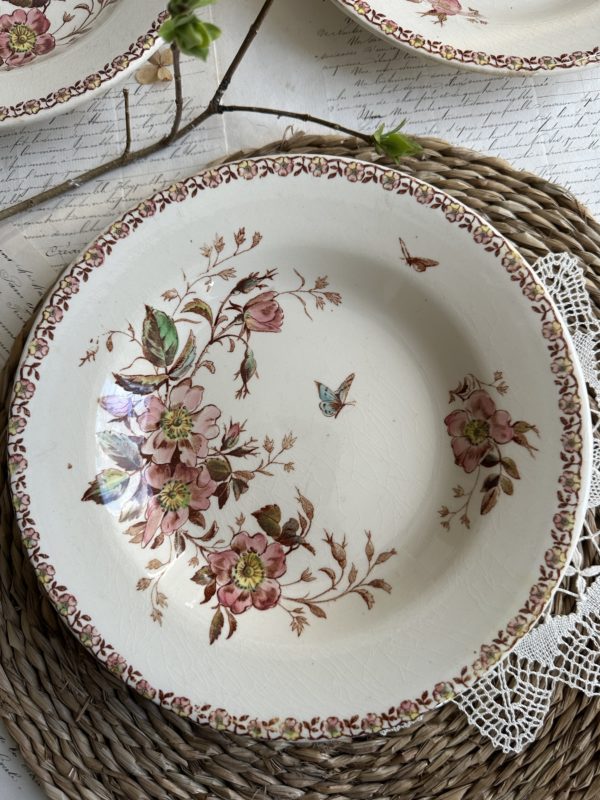 Suite de 6 assiettes creuses polychrome Gien modèle Mai – Image 10