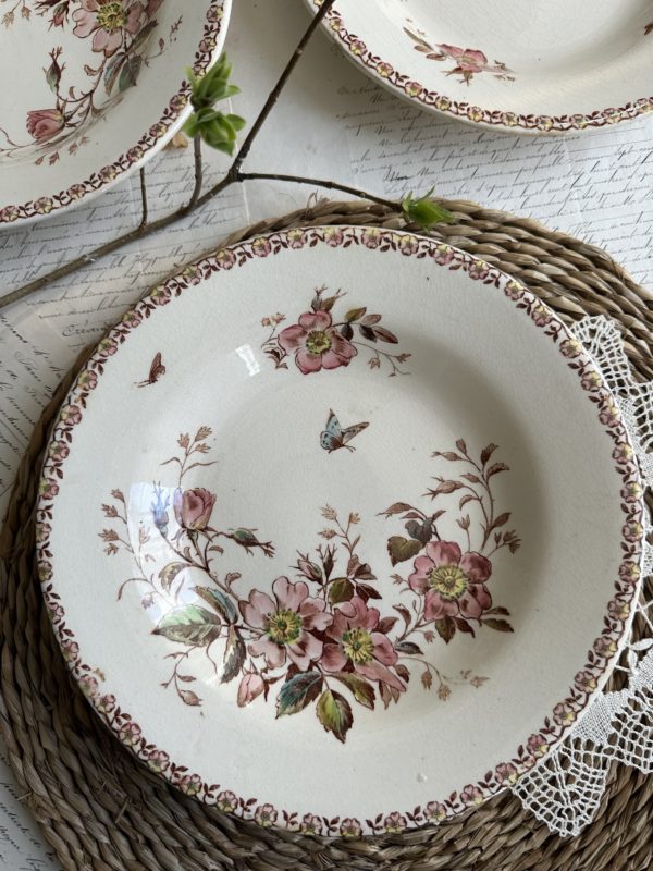 Suite de 6 assiettes creuses polychrome Gien modèle Mai – Image 12
