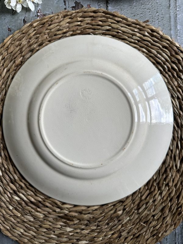 I. Assiette plate terre de fer polychrome Longwy, oiseau et iris – Image 5