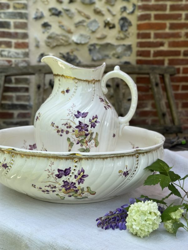 Réservé - sublime garniture de toilette Sarreguemines - XIXème