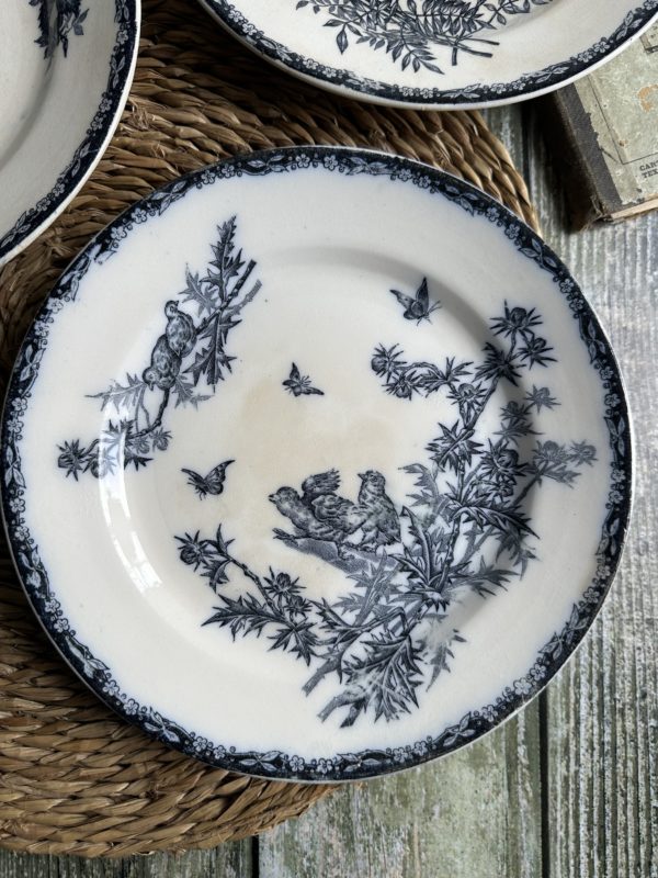 Suite de 3 petites assiettes plates terre de fer Nimy, modèle Poussins – Image 4
