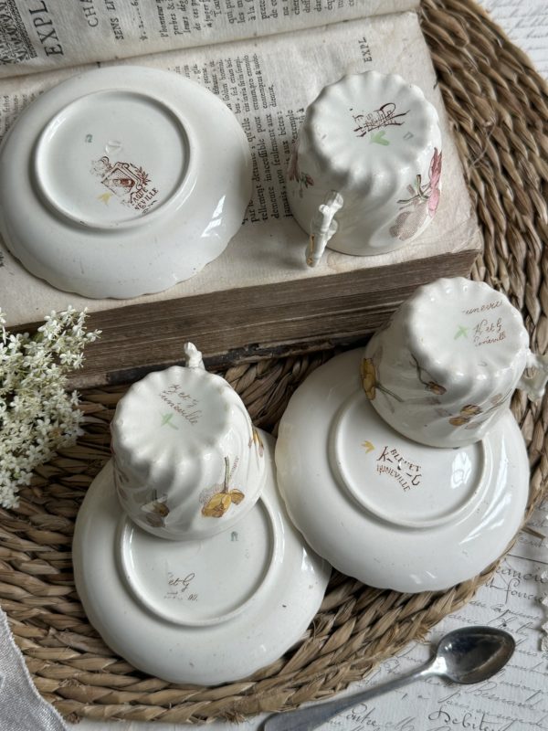Suite de 3 tasses polychromes terre de fer Lunéville - dînette – Image 6