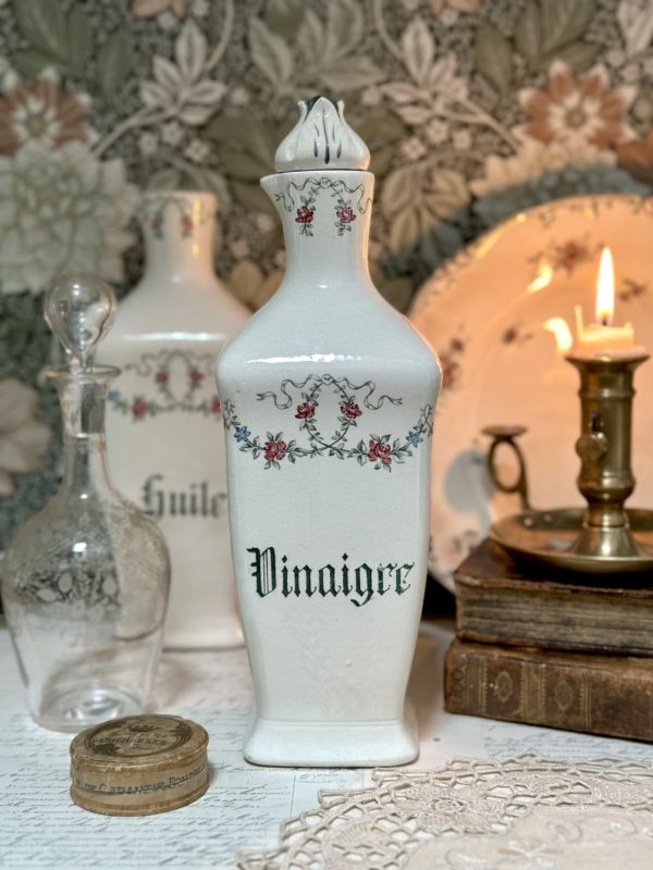 Bouteille / carafe à vinaigre terre de fer polychrome, Longchamp