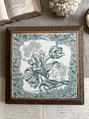 Grand dessous de plat Longwy Tulipes Art Nouveau