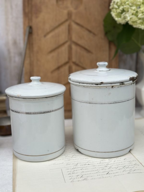 Deux pots à épices anciens en métal "Café" et "Farine" – Image 3
