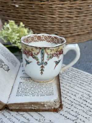 Tasse à café polychrome Gien aux oiseaux 2271