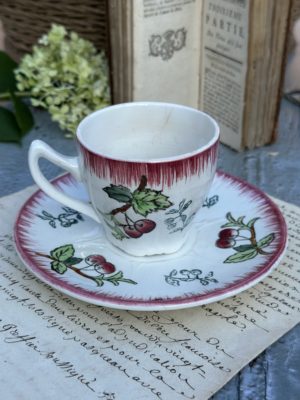 Tasse à café et soucoupe Longwy modèle Montmorency
