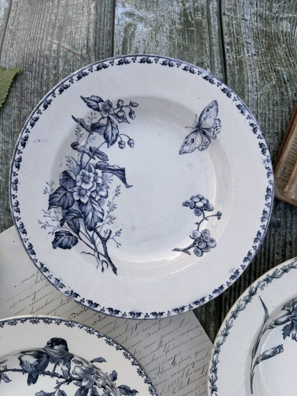 Suite de 6 assiettes creuses dépareillées bleues – Image 5