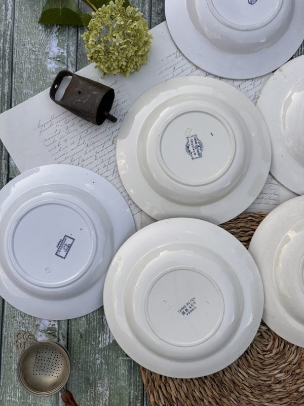 Suite de 6 assiettes creuses dépareillées bleues – Image 8