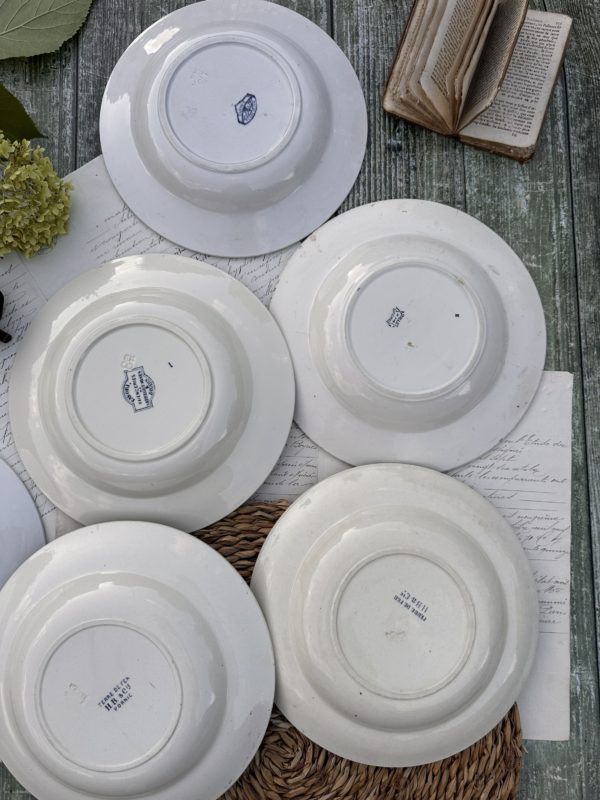 Suite de 6 assiettes creuses dépareillées bleues – Image 9