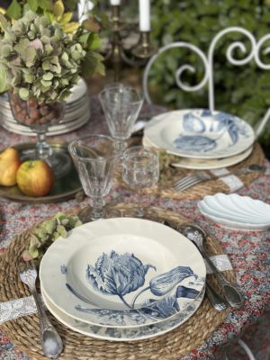 Suite de 6 assiettes creuses Creil et Montereau modèle Tulipes
