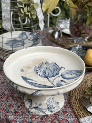 Grand compotier Creil et Montereau modèle Tulipes