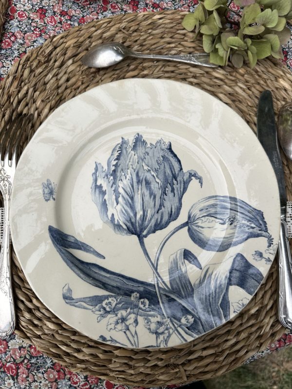 I. Suite de 6 assiettes plates Creil et Montereau modèle Tulipes – Image 5