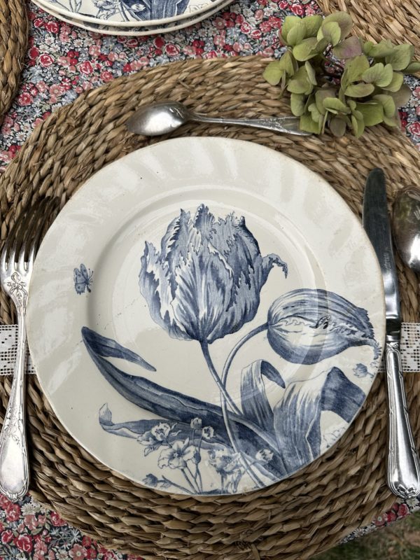 I. Suite de 6 assiettes plates Creil et Montereau modèle Tulipes – Image 6