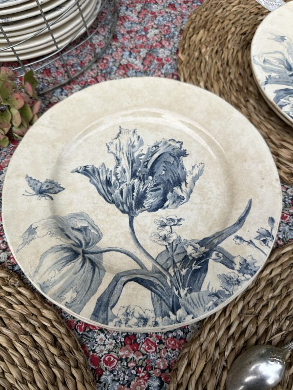 III. Suite de 6 assiettes plates Creil et Montereau modèle Tulipes – Image 4