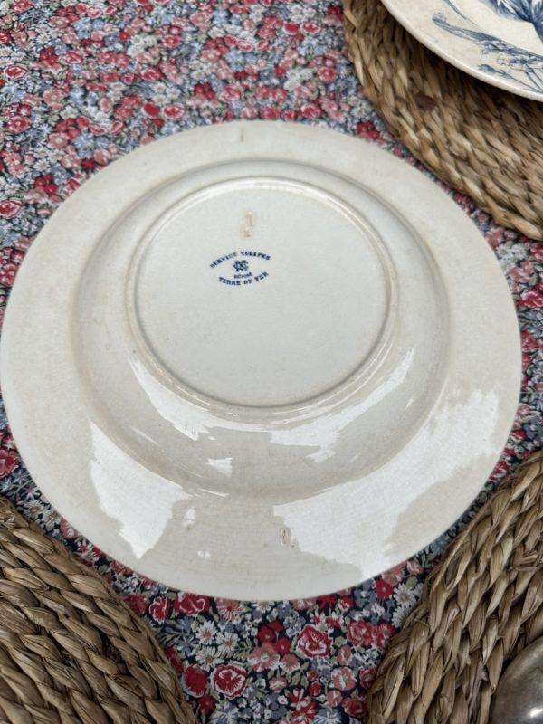 Suite de 6 assiettes creuses Creil et Montereau modèle Tulipes – Image 9