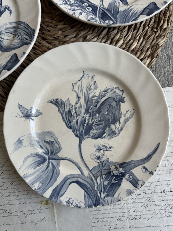 Suite de 3 assiettes à dessert Creil et Montereau modèle Tulipes – Image 2