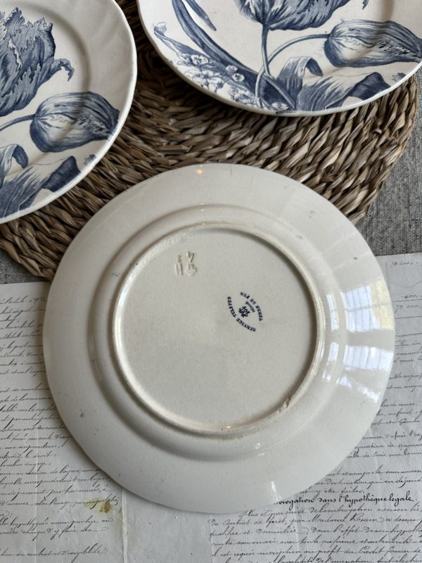 Suite de 3 assiettes à dessert Creil et Montereau modèle Tulipes – Image 5