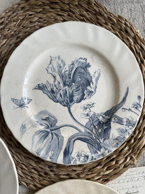 Réservé - 3 assiettes plates Creil et Montereau modèle Tulipes – Image 4