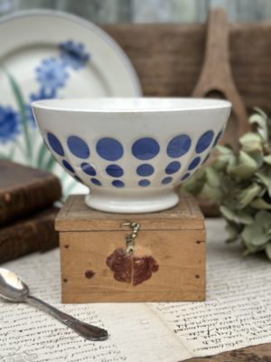 Bol à facettes, à pois bleus