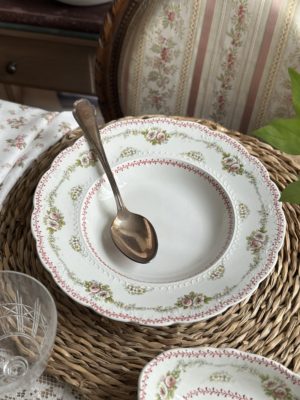 Suite de 4 assiettes creuses Ridgways modèle Honfleur