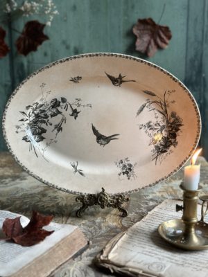 Grand plat ovale Choisy le Roi modèle Sce Français, vert profond