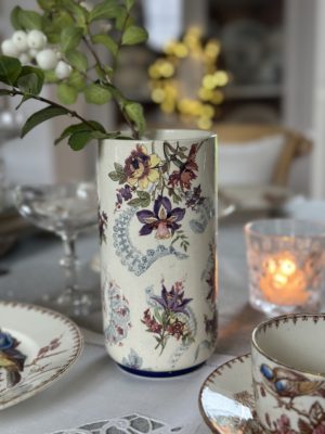 Vase rouleau Sarreguemines Lavallière - fin XIXème