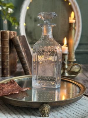 Carafe à liqueur en verre soufflé, joliment gravée, XIXème