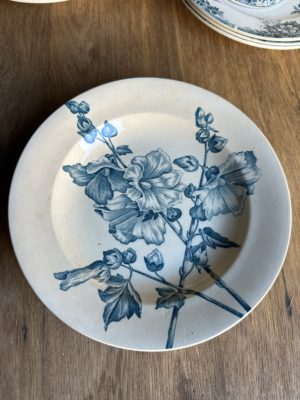 Réservé - 6 assiettes creuses Roses Trémières