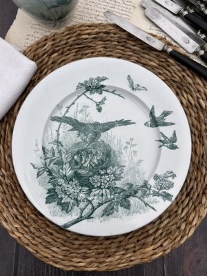 Sublime assiette Jules Vieillard Bordeaux modèle Oiseaux